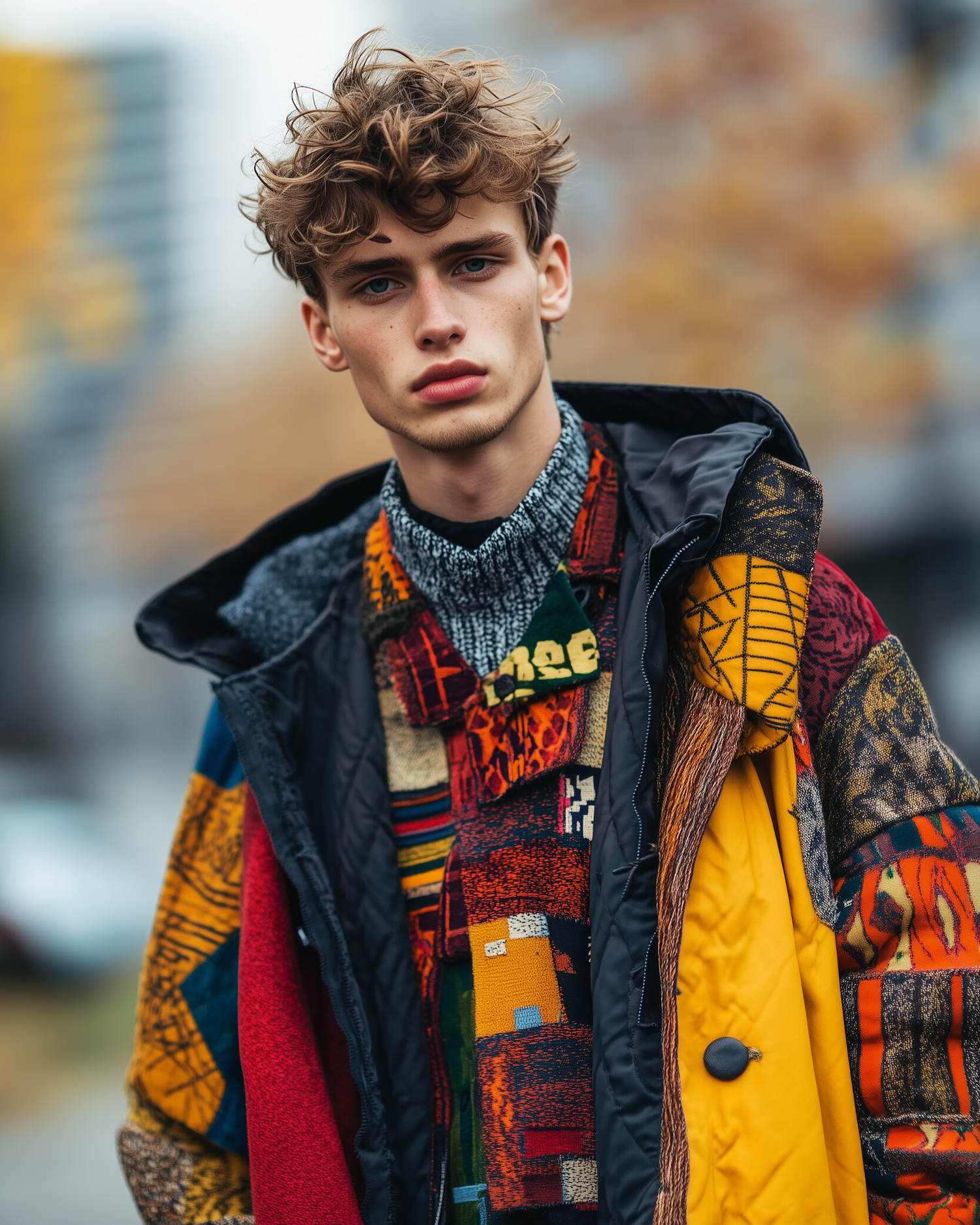 Young Man in Patchwork Jacket