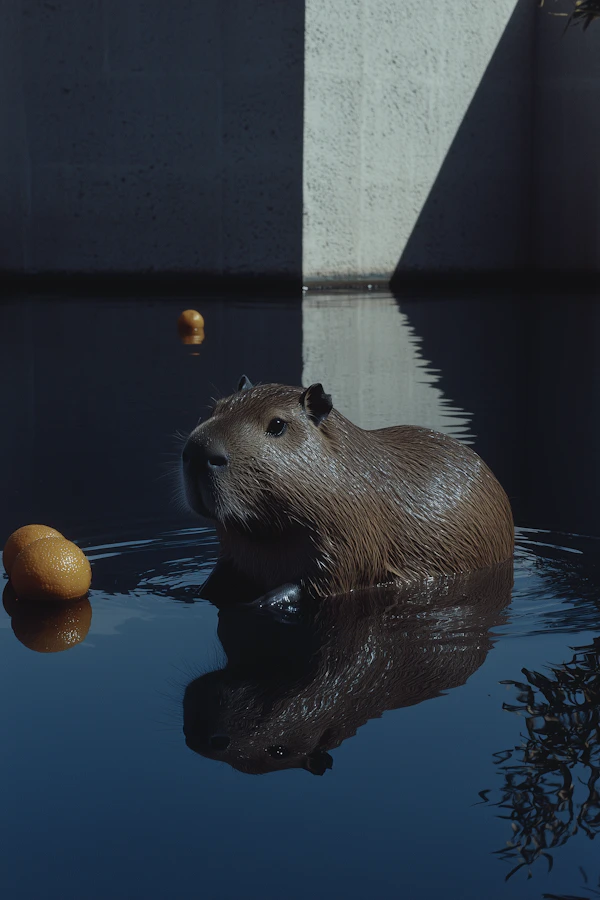 Capybara in Calm Waters
