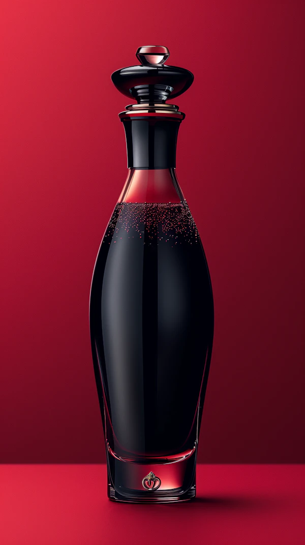 Luxury Perfume Bottle on Red
