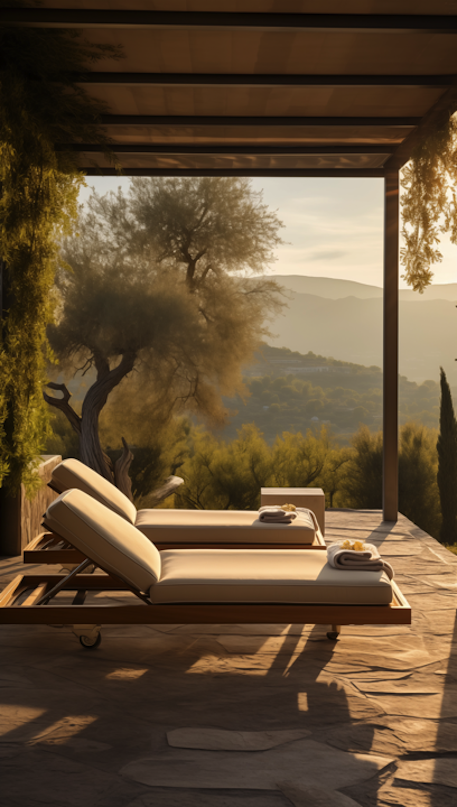 Tranquil Terrace Retreat with Olive Tree View