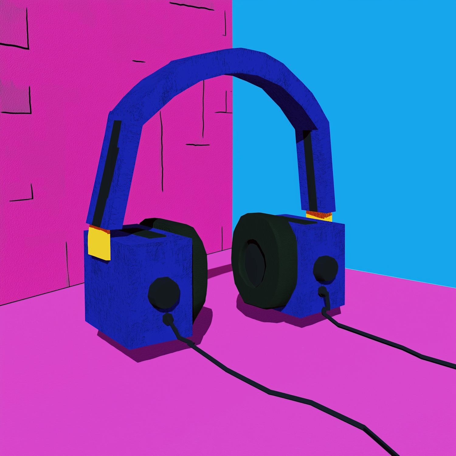 Stylized Headphones Against Vibrant Background