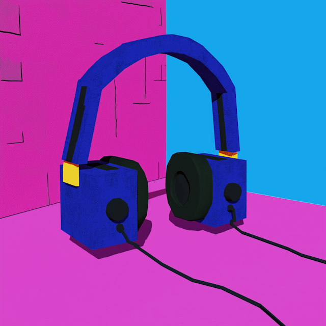 Stylized Headphones Against Vibrant Background