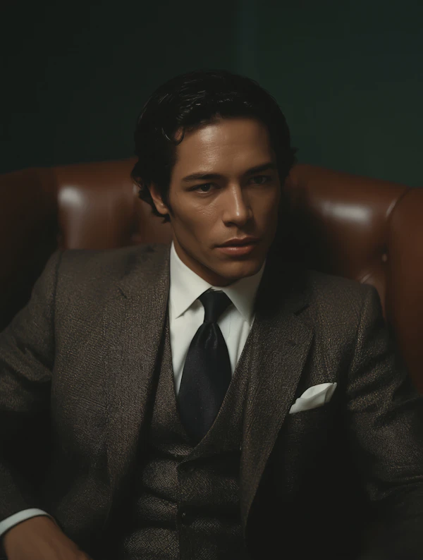 Man in Textured Suit