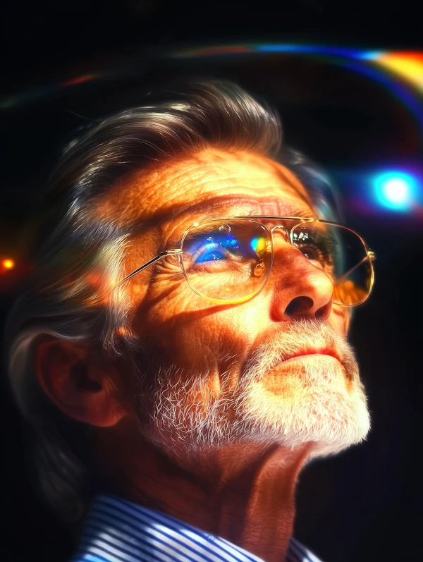 Contemplative Older Man with Aviator Glasses