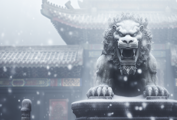 Snow-Crowned East Asian Guardian Lion