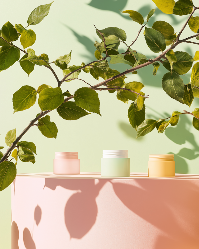 Pastel Jars with Leaf Shadows