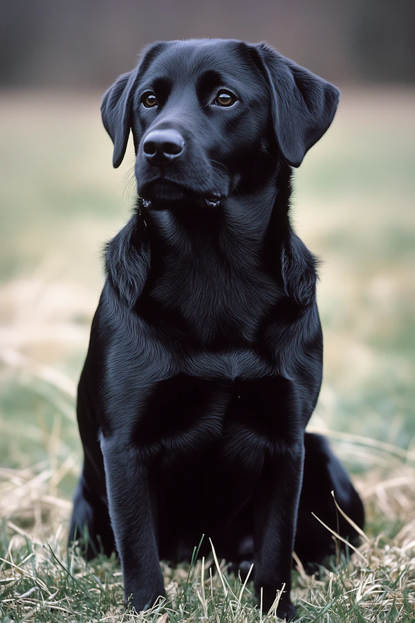 Black Labrador Retriever in Field