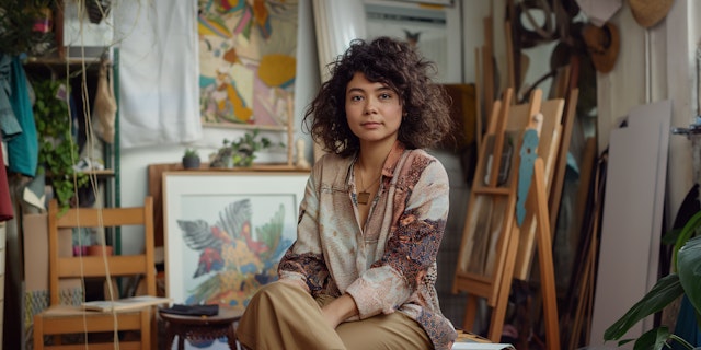 Artist in Her Studio