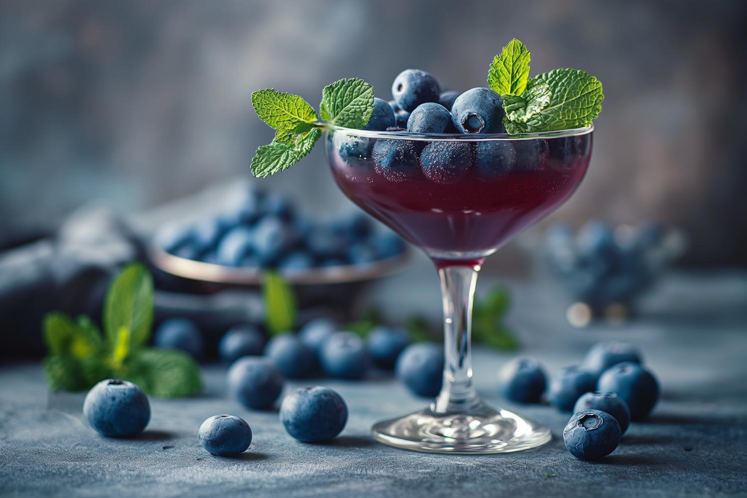 Still Life with Blueberries and Mint