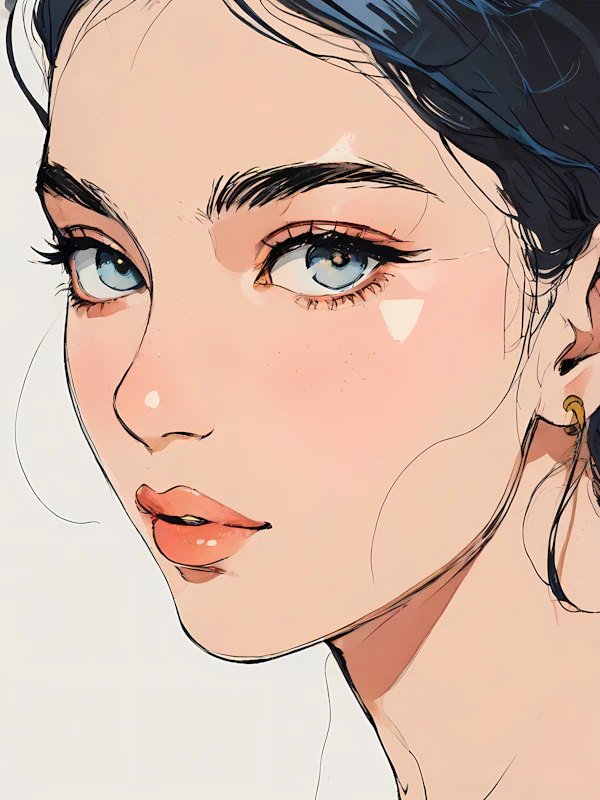 Close-up Illustration of Woman's Face