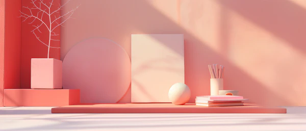 Warm Coral Hued Minimalist Arrangement
