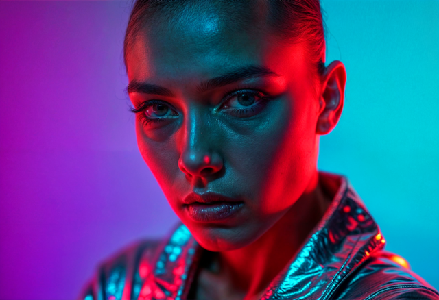 Futuristic Portrait with Colored Lighting