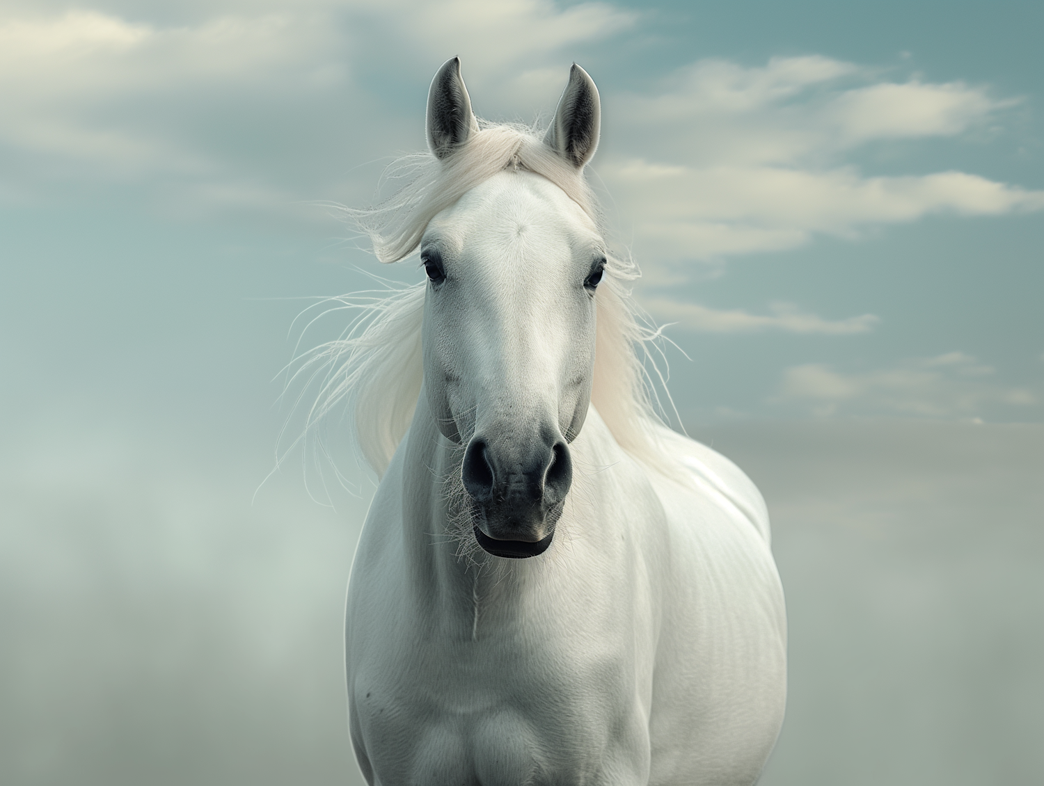 Majestic White Horse Profile