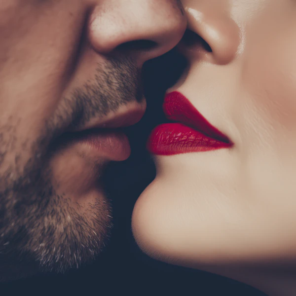 Intimate Close-up Kiss