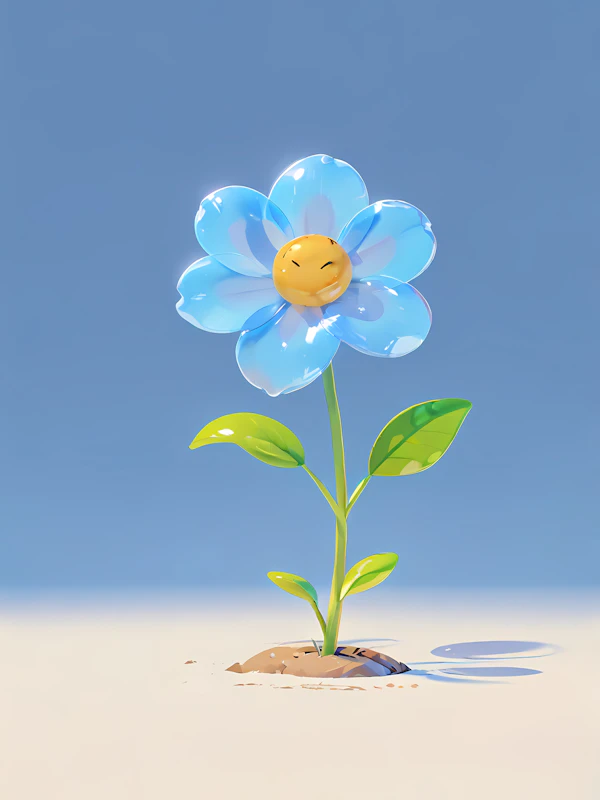 Whimsical Blue Flower