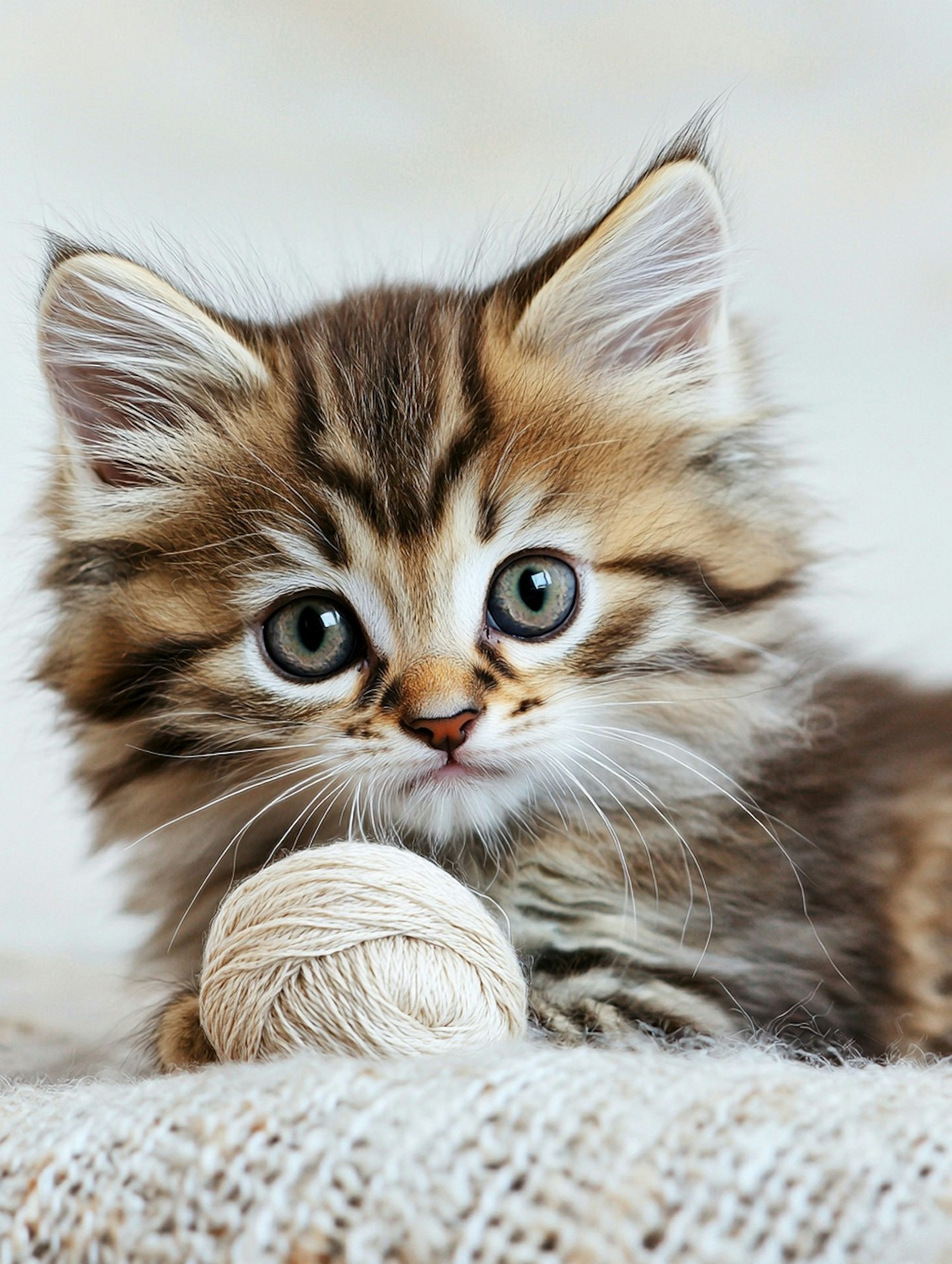 Playful Kitten with Yarn