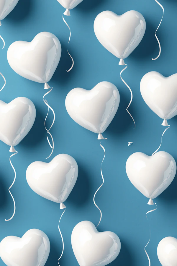Heart Balloons on Blue