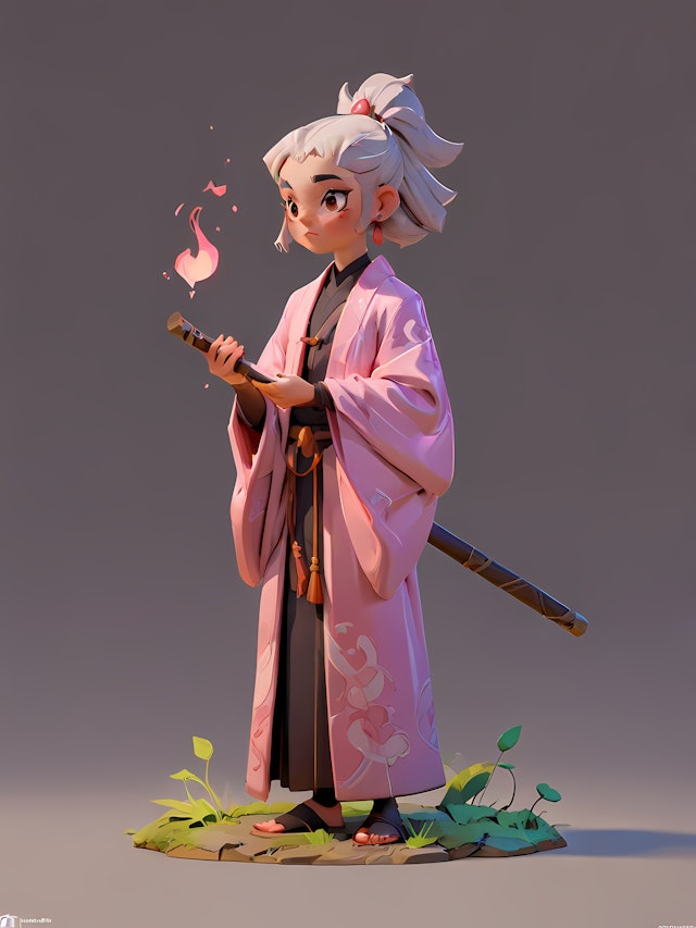 3D Character in Kimono