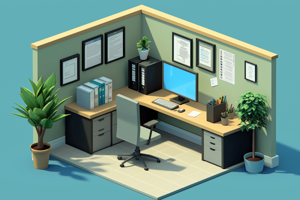 3D Illustrated Professional Workspace