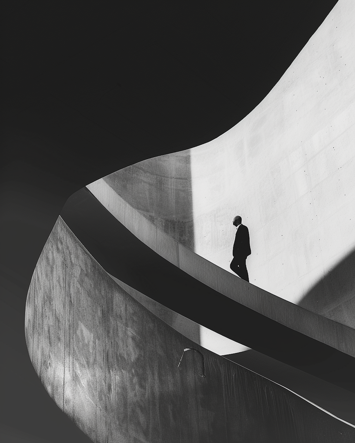 Solitude in Curves: Man and Concrete