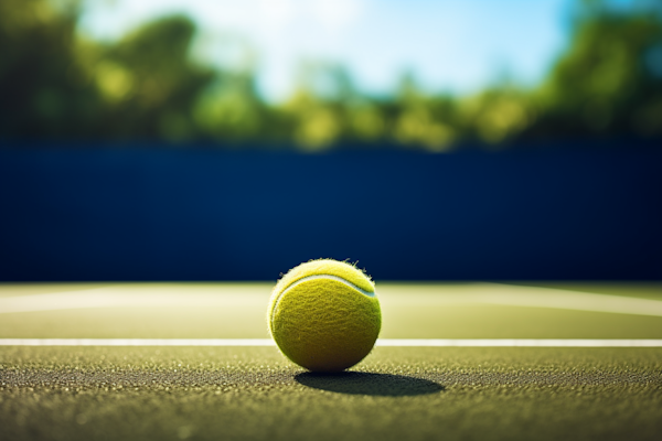 Evening Serve: A Solemn Tennis Ball on Court