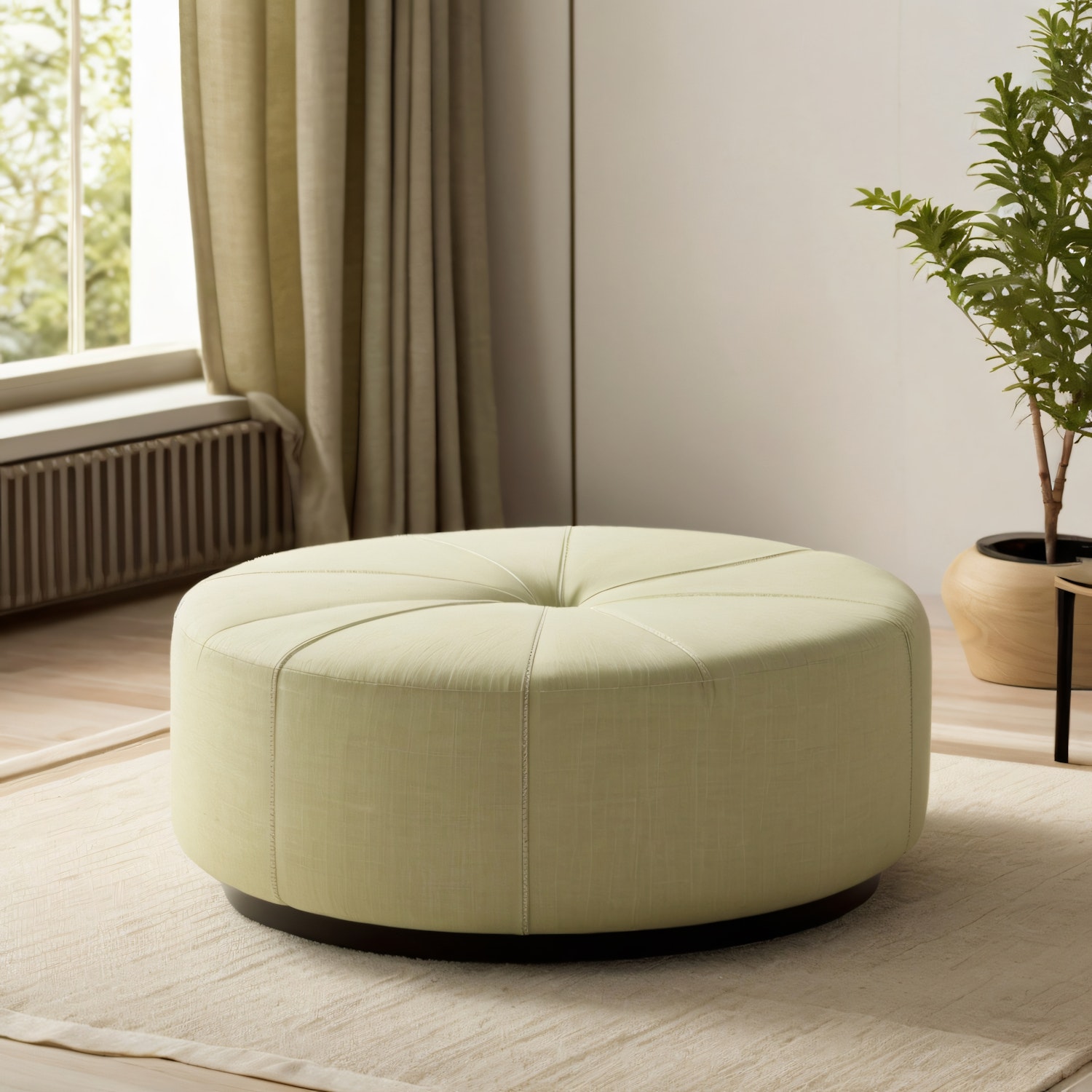 Elegant Green Ottoman in Cozy Interior