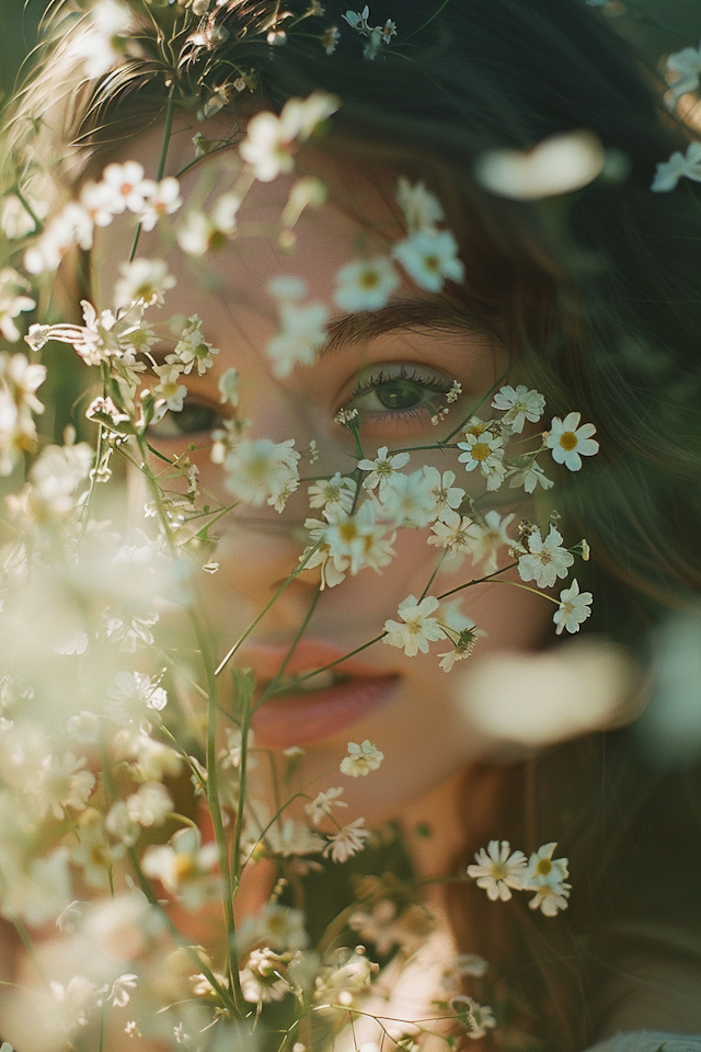 Serene Woman with Flowers