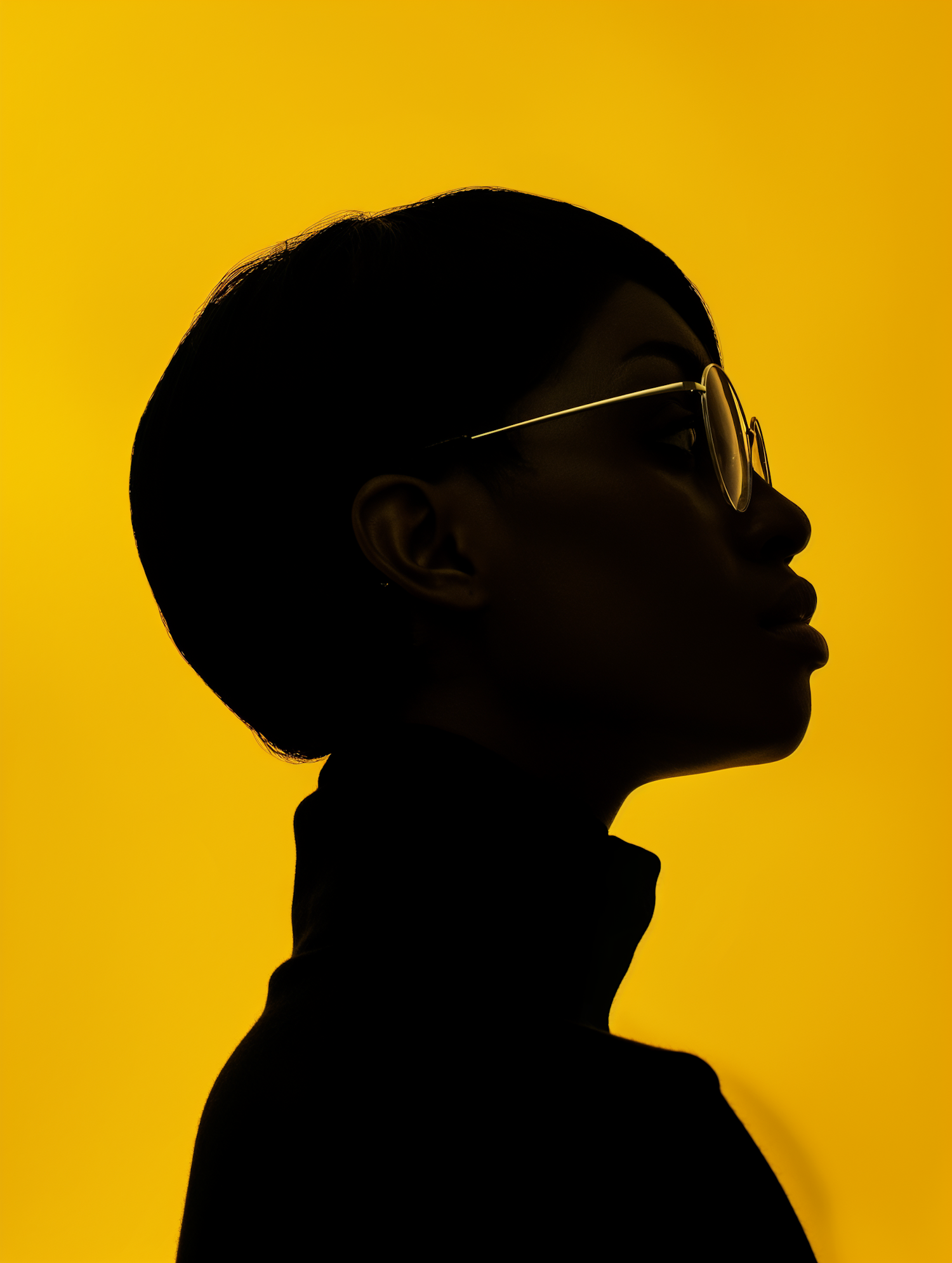 Contemplative Silhouette in Yellow