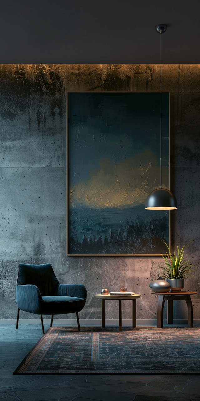 Modern Cozy Interior with Abstract Art