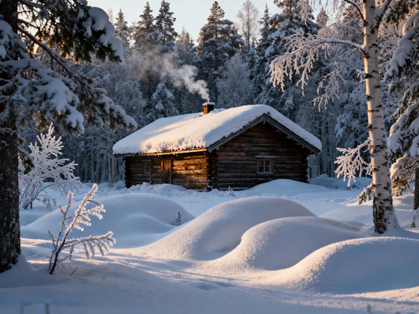 Snowy Forest Cabin