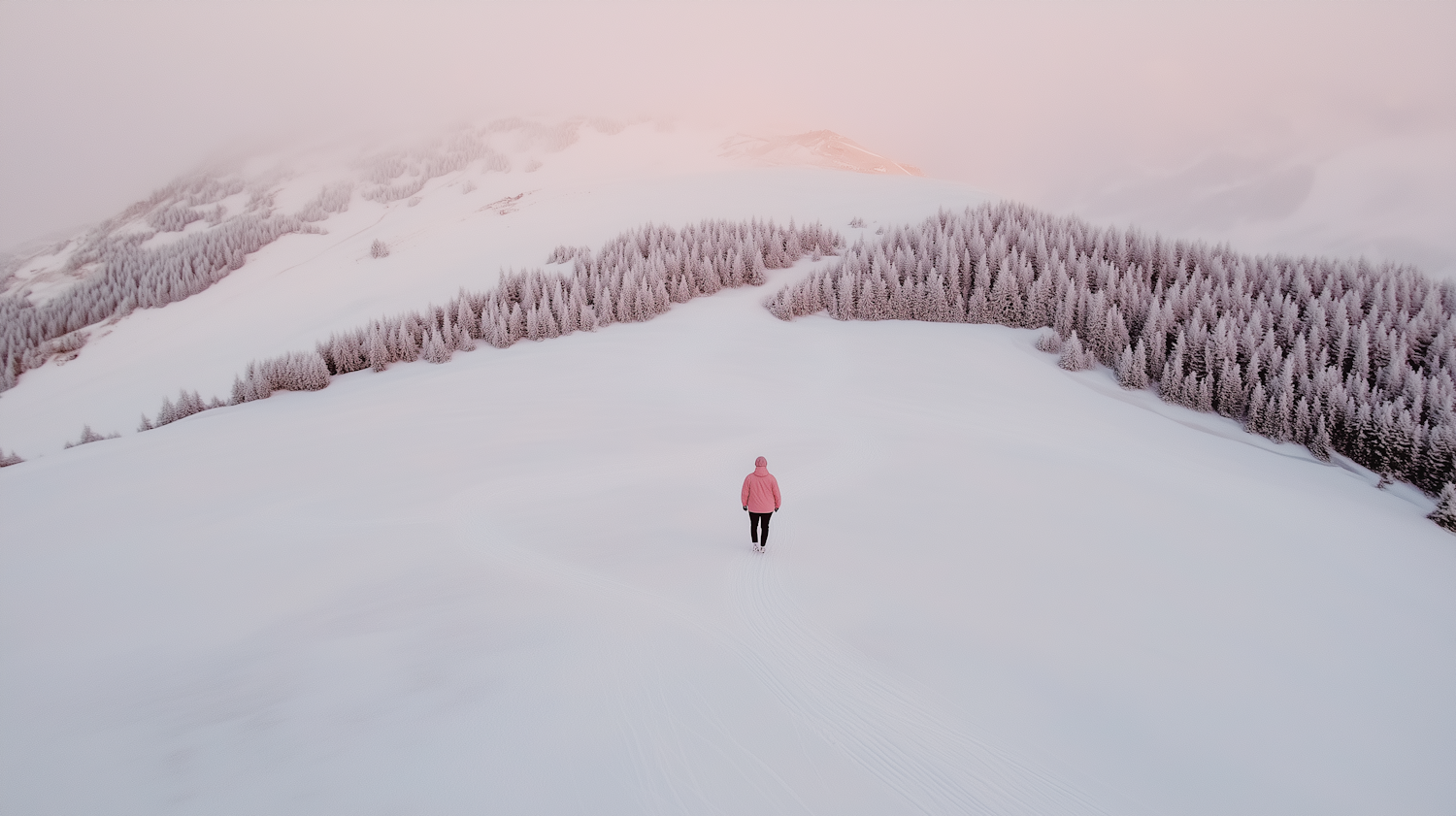 Solitary Figure in Snowy Landscape