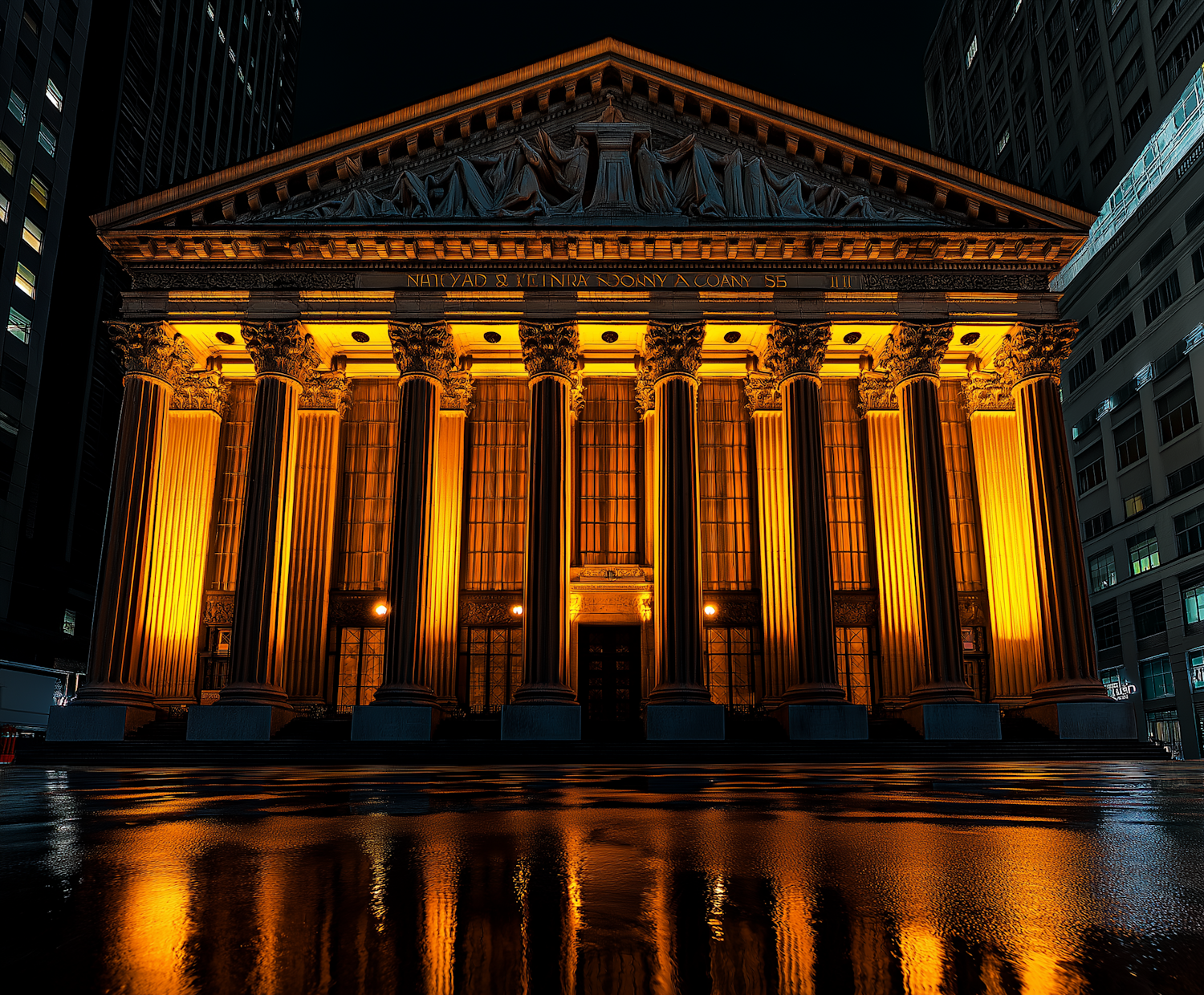 Majestic Classical Building at Night