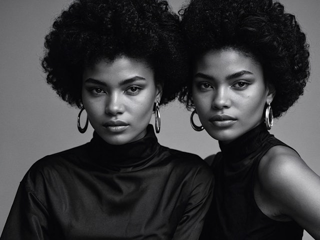 Twin Women with Curly Hair