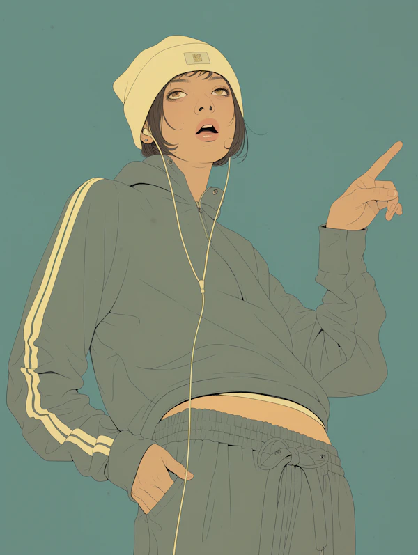 Contemplative Youth in Tracksuit