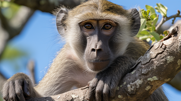 Introspective Baboon: A Moment of Stillness