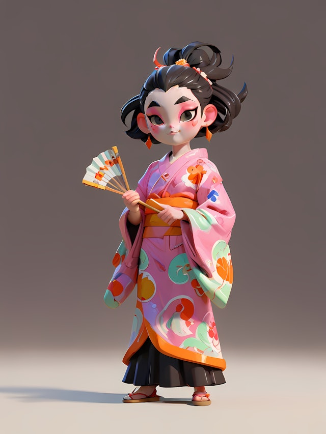 Stylized Girl in Kimono