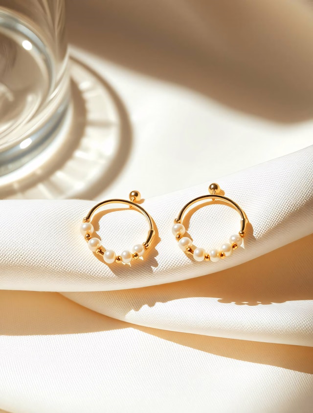 Elegant Gold Hoop Earrings with Pearls