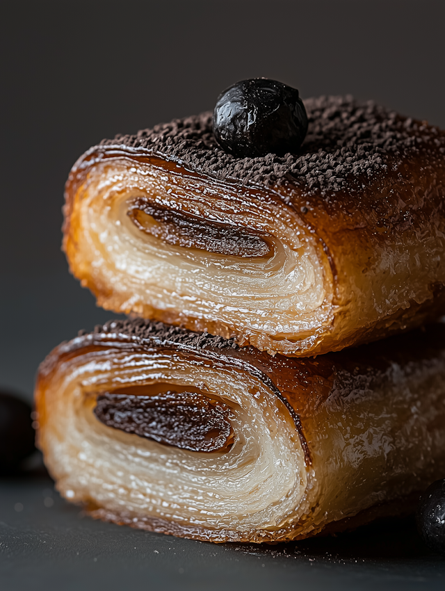 Close-up of a Layered Pastry with Berry