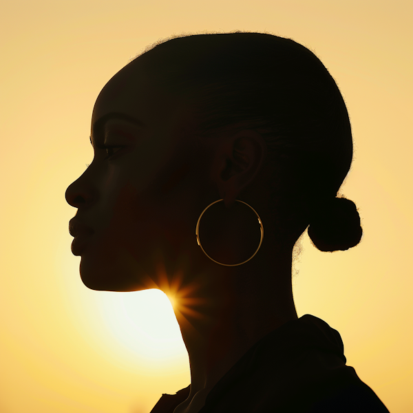 Silhouette of Woman at Sunset