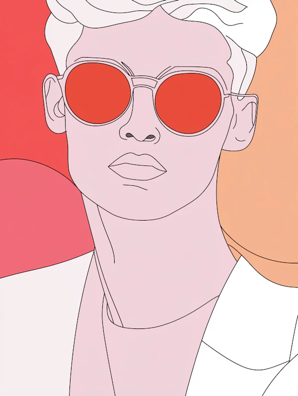 Stylized Portrait with Red Sunglasses