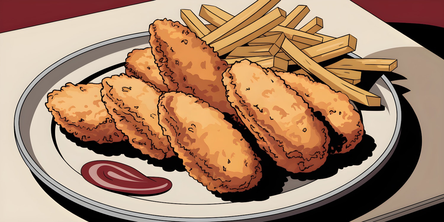 Stylized Food Illustration - Fried Chicken and Fries