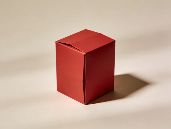 Red Box on Beige Surface