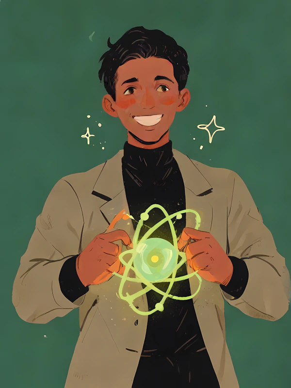 Person with Glowing Atom