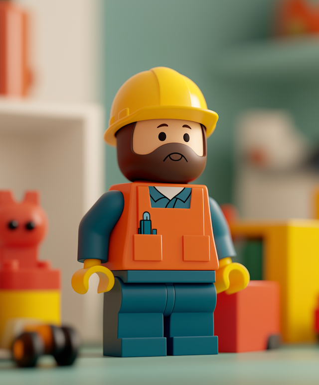 Playful Construction Worker Toy Figure