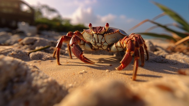 Close-Up of Crab on Sandy Beach