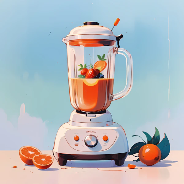 Retro Blender with Fruits