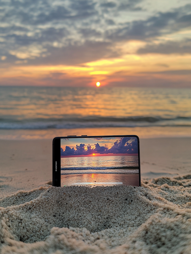 Smartphone Sunset on Beach