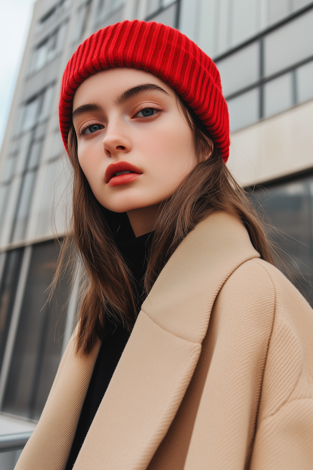 Urban Portrait with Red Beanie