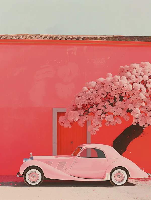 Vintage Pink Car Scene
