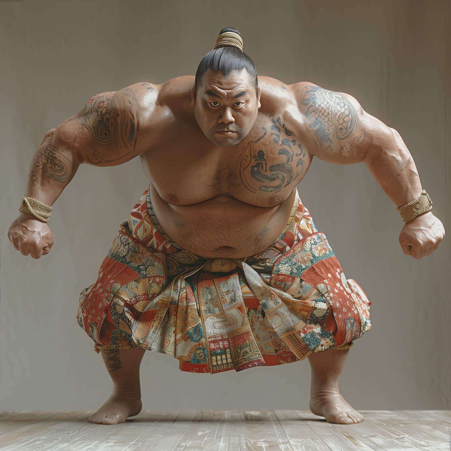 Sumo Wrestler in Traditional Attire